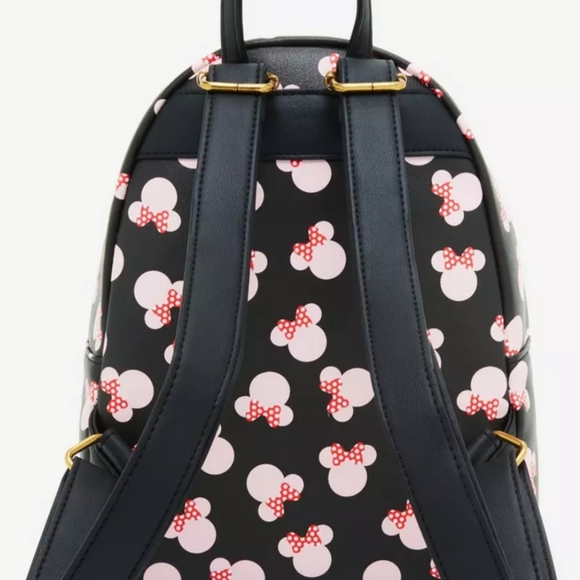 Loungefly Disney Minnie Mouse Pink Heads Mini Backpack with Cardholder NWT - Picture 2 of 7